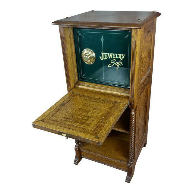 Antique Victorian Oak Cabinet w/hidden Jewelry Safe -Rare