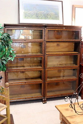 2 matching Lindstrom  Oak Stacking Bookcases 5 sections each