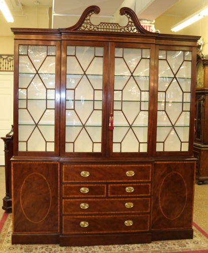 Gorgeous Restored Baker Collector's Edition Breakfront Bookcase China Cabinet