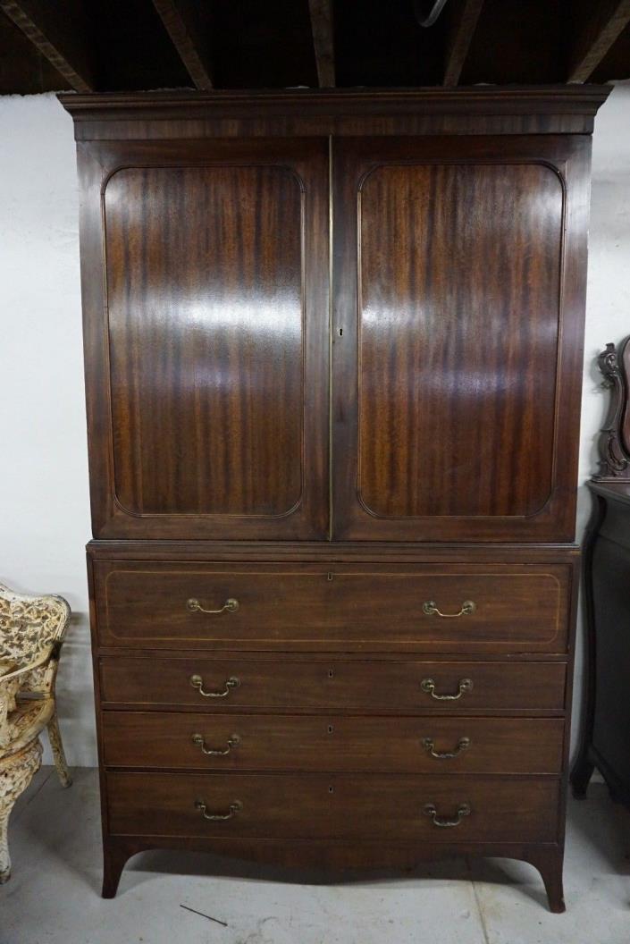 Antique Map Cabinet with Desk