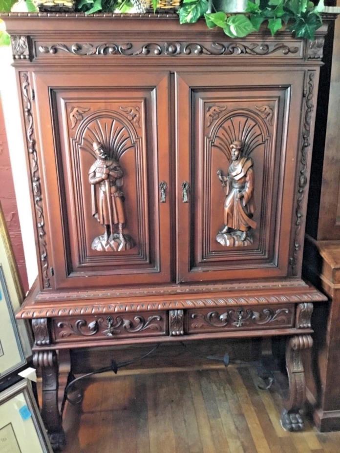 CIRCA 1880’S GORGEOUS CUSTOM MADE HAND CARVED WOODEN HUTCH 45.5”x68.5”x19.5”