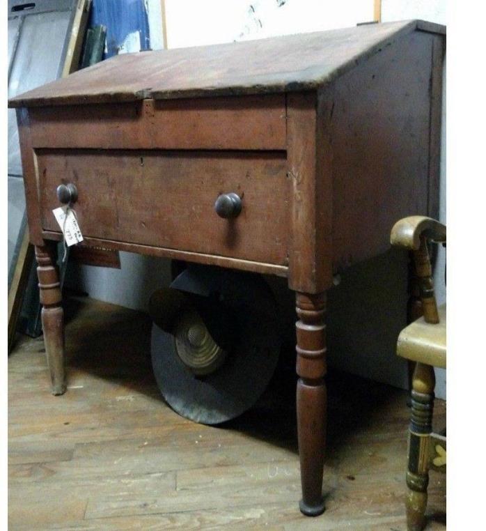 1800s Railroad Desk - Square Nailed, Primitive, Paint Antique, Furniture, Office