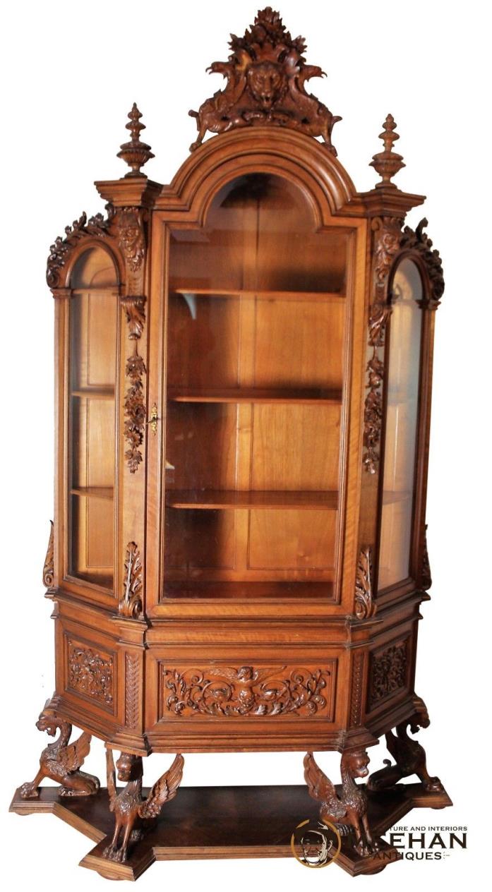 Beautiful French Ornate Carved China Cabinet