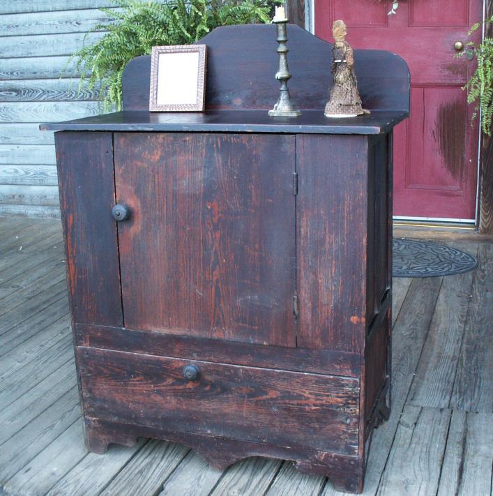 1850 Eastern NC Cupboard  Chest Commode Square Nails Southern Heart Pine