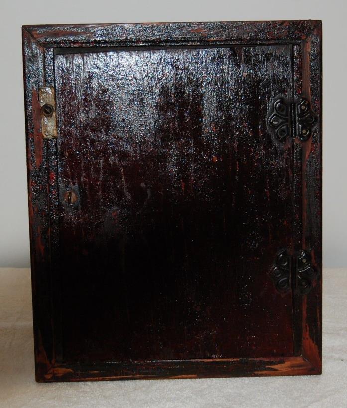 Medicine cabinet  With Old Red Paint Antique Pine