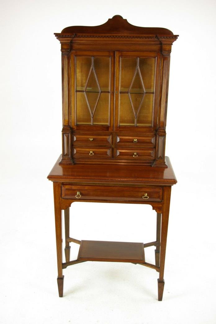 Antique Walnut Cabinet, Victorian Display Cabinet, Scotland 1880s, B1423