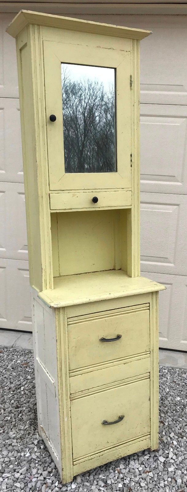 Vintage Antique Primitive Apothecary Medical Dental Cabinet Wood Furniture