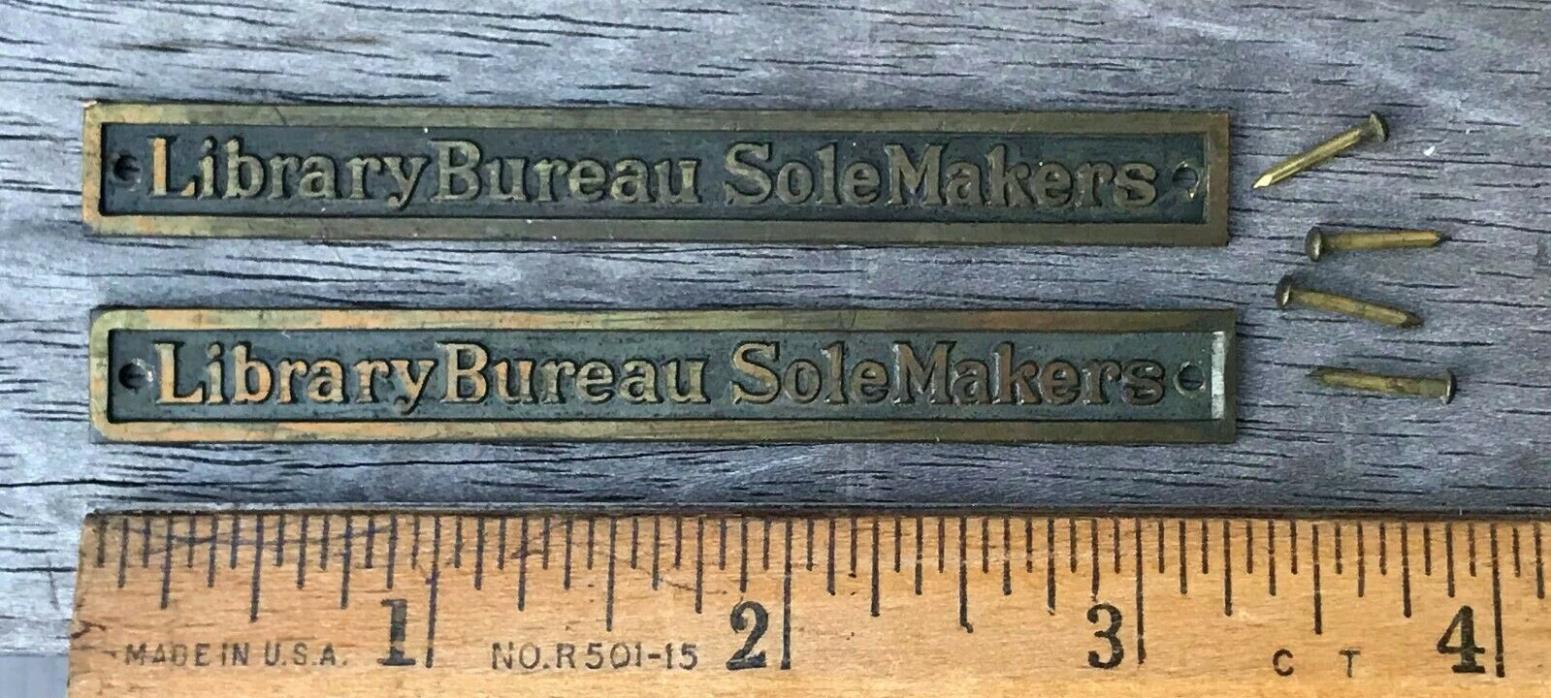 Antique Library Bureau Sole Makers Oak File Cabinet Pair 3.25