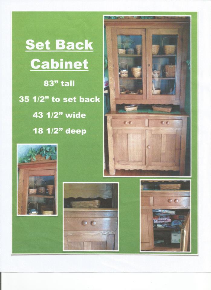 Oak Setback cabinet hutch