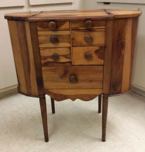 Hand Made Martha Washington Pine Sewing Cabinet, Dated 1947 ,One Of A Kind,