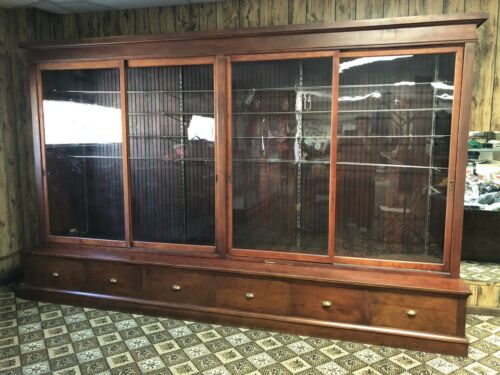 Early 1900's Antique Clothing Store Display Cabinet, Glass Doors.