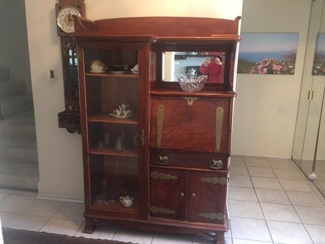 ANTIQUE SOLID WALNUT CABINET SECRETARY DROP DESK ***LOCAL PICK UP ONLY