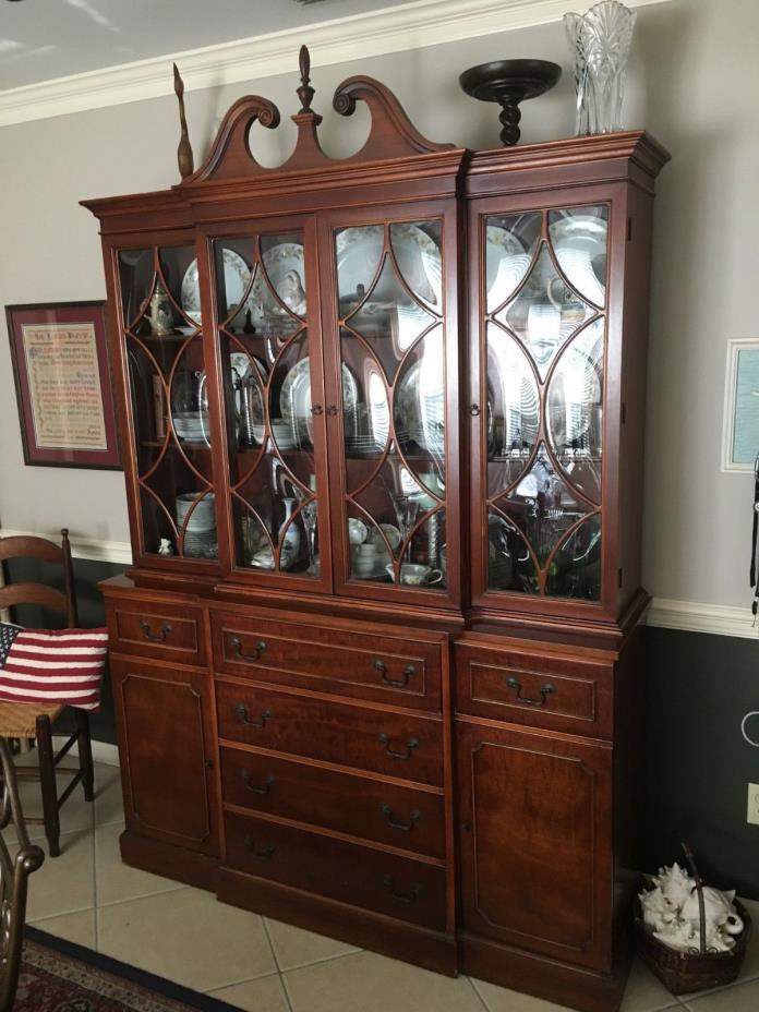 Early 1900s Mahogany Bubble Glass 2 piece Breakfront/Secratary