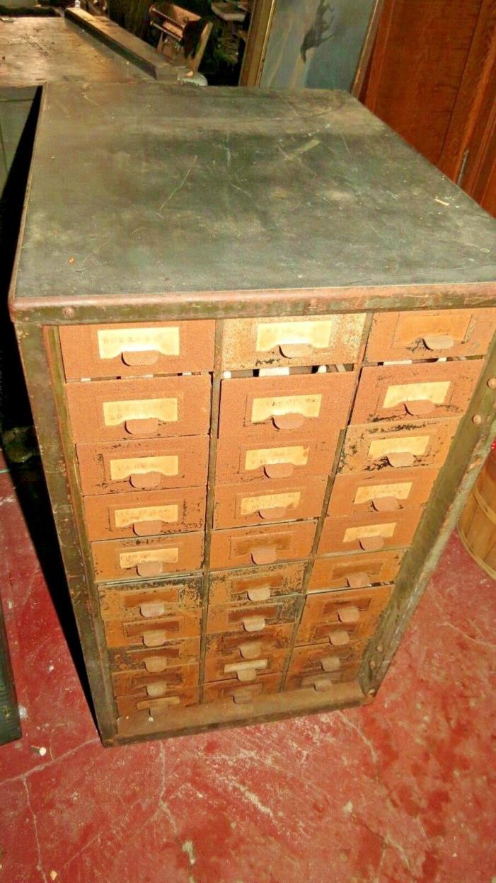 Vintage 30 Drawer Floor Library Card Catalog Cabinet Industrial Parts Bin
