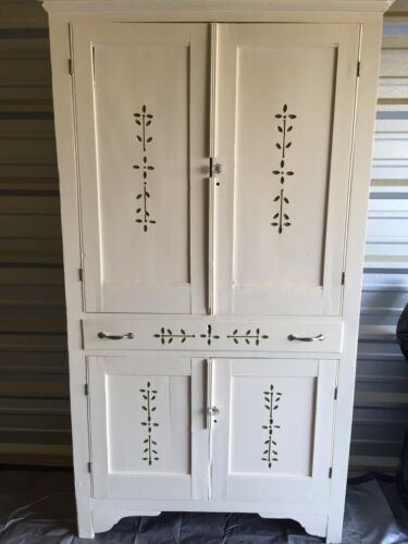 Beautiful Old Vintage Pie Safe Cabinet Repainted