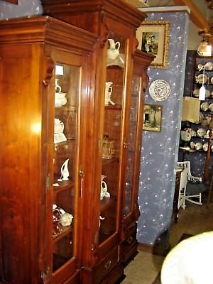 Antique Cherry 3-Door Eastlake China Cabinet. Brass Eastlake Hardware     9488