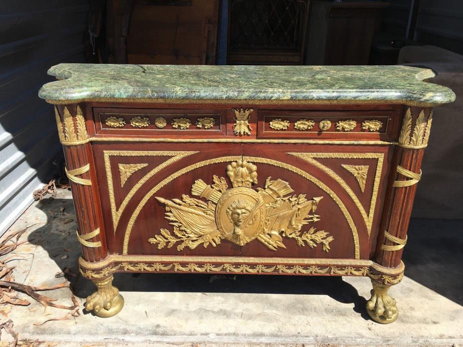 Claw Feet Marble Top Cabinet Commode Credenza Ormolu Molding French Style Empire