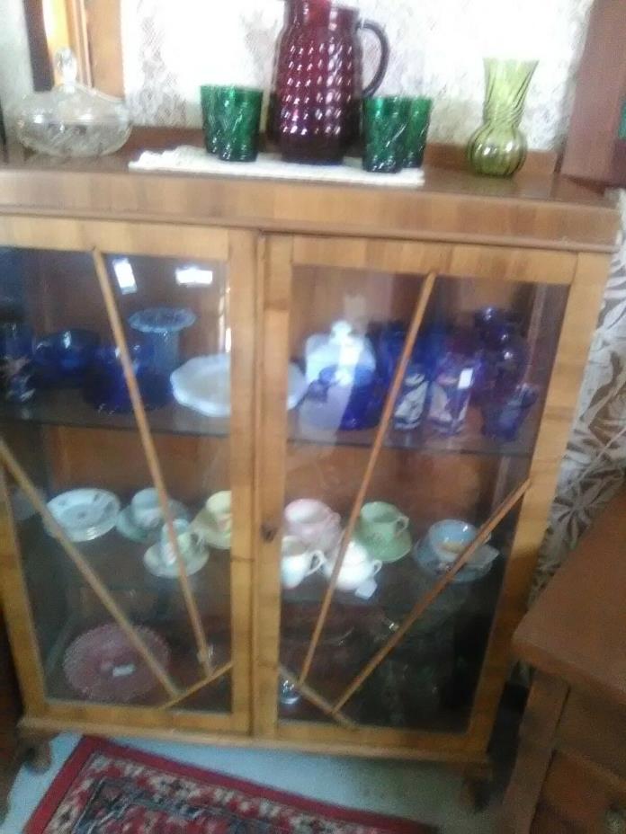 Art deco locking curio cabinet