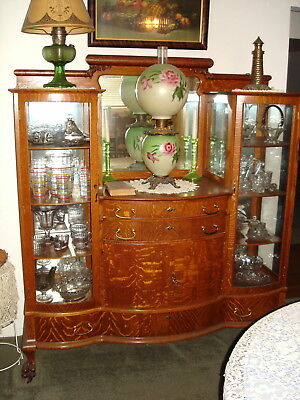 Rare Antique Double China Buffet Cabinet