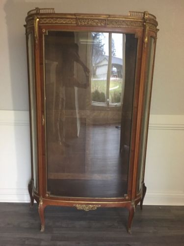 King Louis XVI French Gilded Curio Cabinet (1920’ Reproduction)
