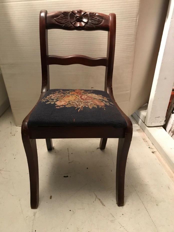 antique furniture designer piece child size furniture with th needle point seat