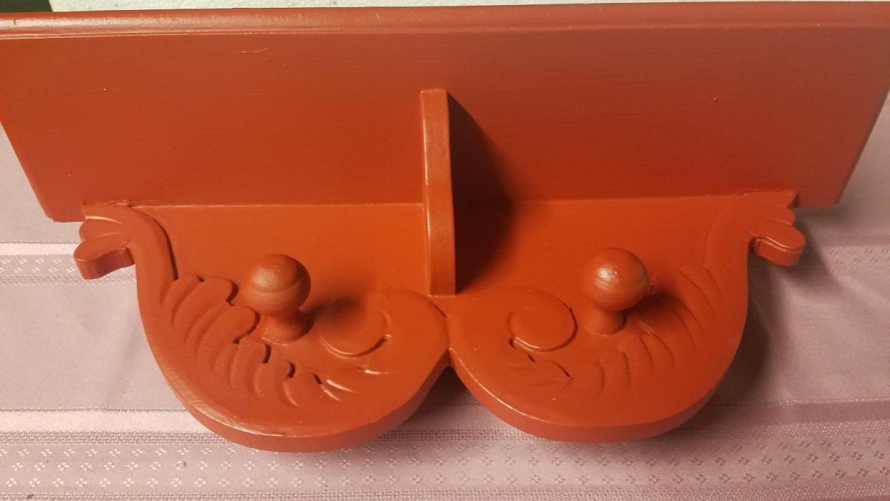 Autumn Orange Wooden Shelf w/ Scroll Design