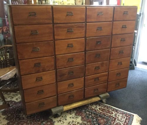 ANTIQUE COUNTRY GENERAL STORE 28 DRAWER CABINET 53 3/4” WIDE X 42 1/4” TALL