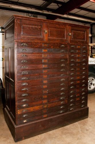 Antique Architect Oak Cabinet