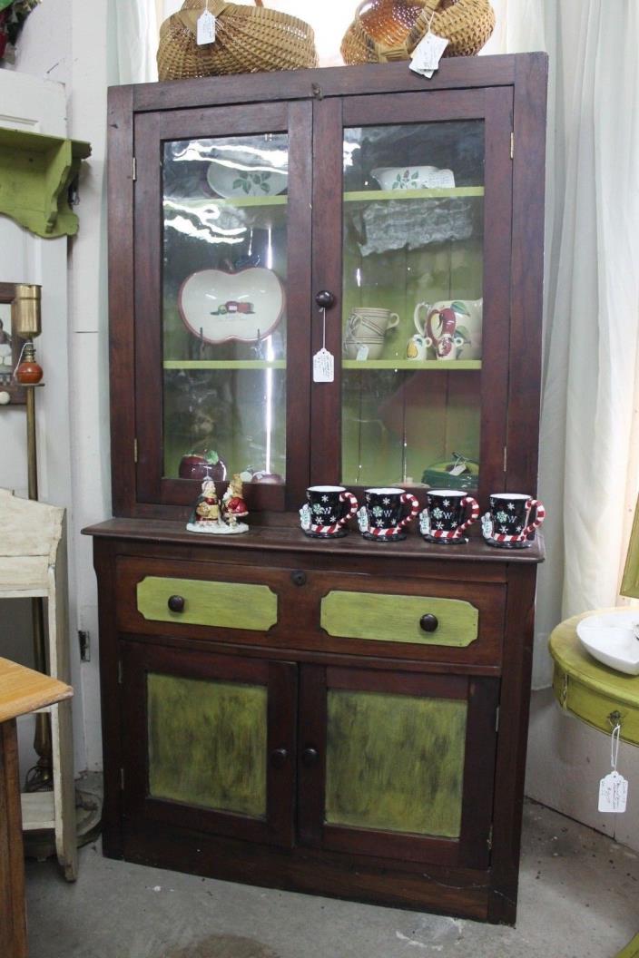 Vintage Painted Hutch China Cabinet