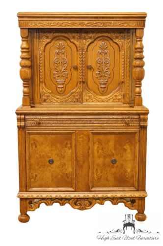 1920's Antique Jacobean Gothic Revival Solid Oak 41