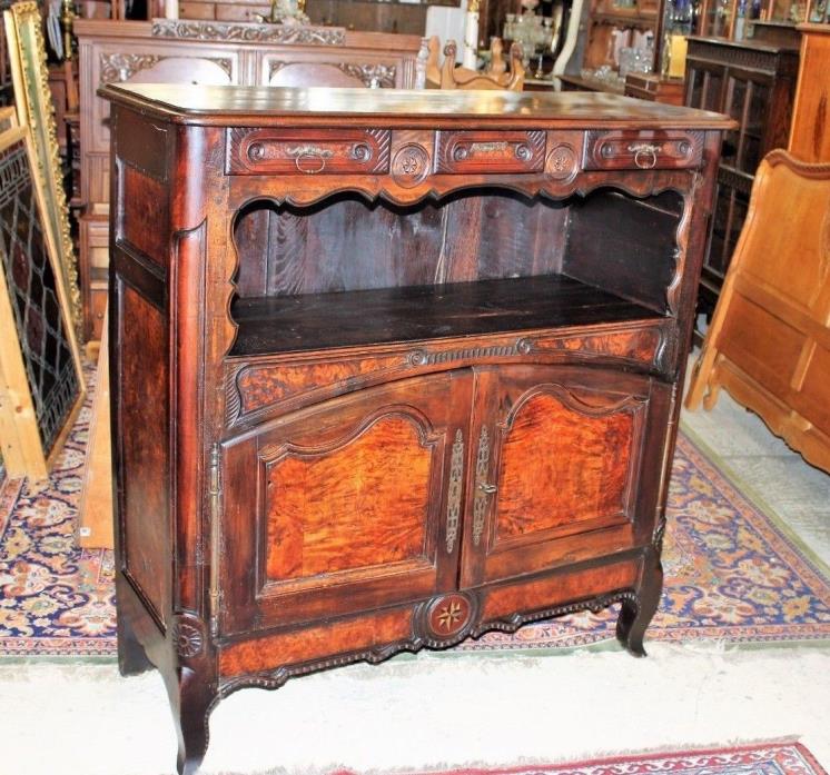 French Antique Burl Walnut Tall Sideboard Cabinet Circa 1780 | Dining Furniture