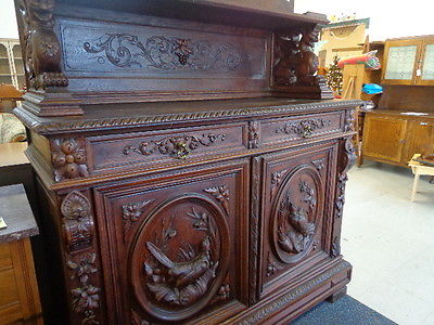 RARE Antique Hunters Sideboard FREE DELIVERBuffet Cabinet carved birds griffins