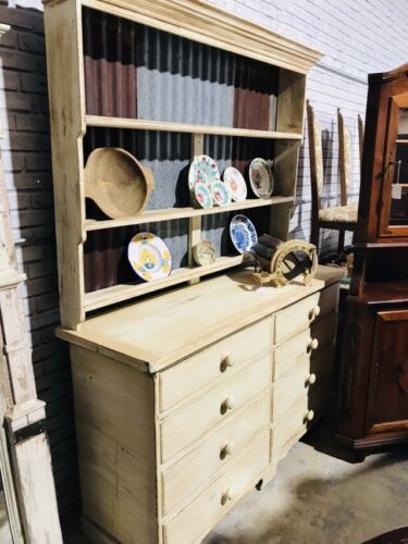 Antique Farmhouse Hutch With Reclaimed Tin