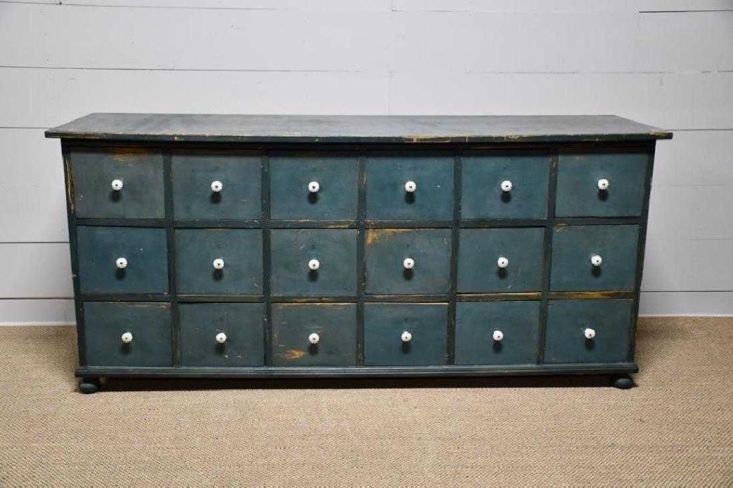 c.1900 Painted 18 Drawer American Apothecary Cabinet
