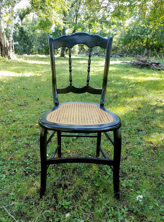 Antique Cane Seat Spindle Back Chair