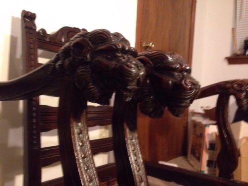 Victorian Lion's Head Carved Wooden Chairs Delivery Available Dallas, Okc