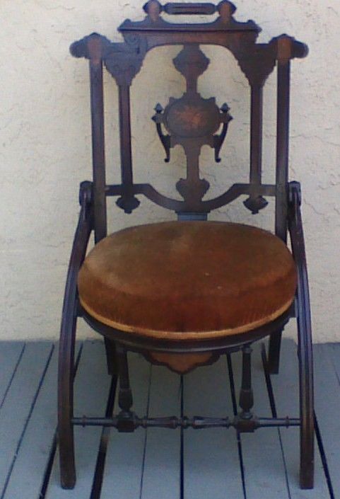 Antique Chair ca1870s by George Jacob Hunzinger Honduras Magohany Italian Inlay