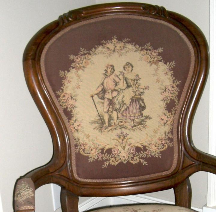 Antique Parlor chair  1800's  Victorian  Needlepoint Brown  cat #39