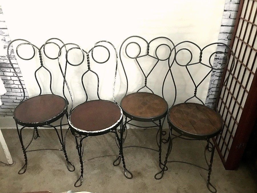 Antique A.H. Andrews Four Twisted Steel Chairs c.1889