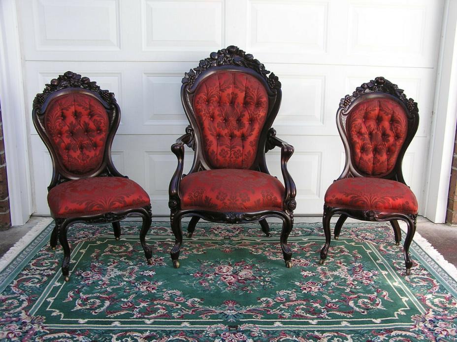 STUNNING VICTORIAN ROCOCO J. H. BELTER ROSALIE with Grapes CHAIRS