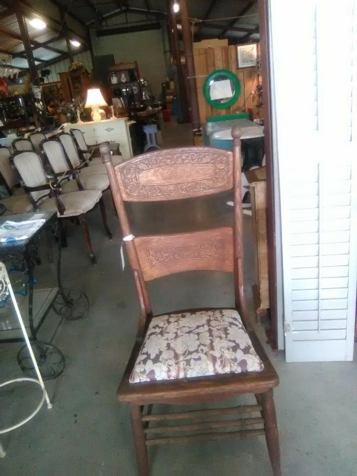Antique rabbit-ear ladder-back oak chair