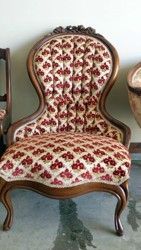 Reduced   Victorian style Ladies Chair Cut velvet fabric ca. 1960s