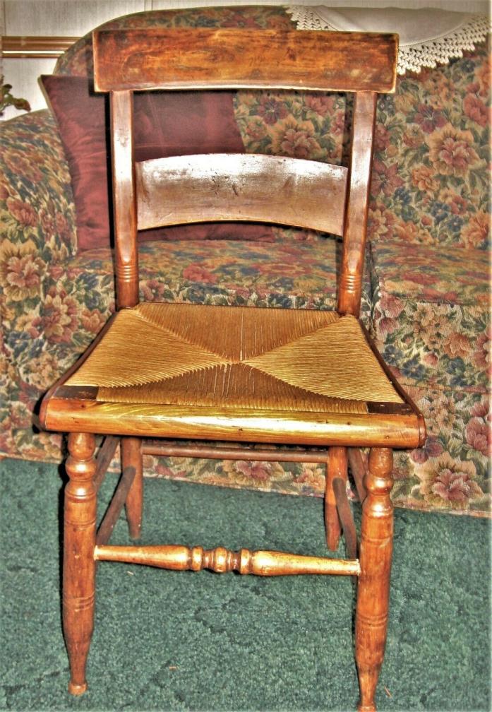 Antique Chiavari style side chairs 1800's Lot of 3 Rush and cane seats