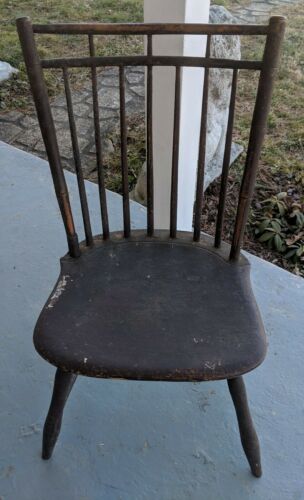 Antique Crusty Birdcage Back American Windsor Chair Bamboo Turned Make-do Repair