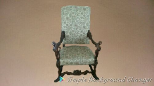 Italian Carved Throne Chair, Renaissance Revival, Cherub,