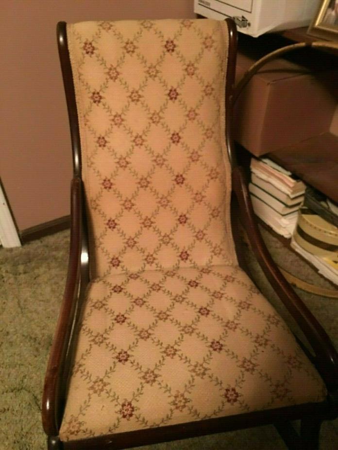 Antique Victorian Upholstered Cushioned Lady's Rocking Chair