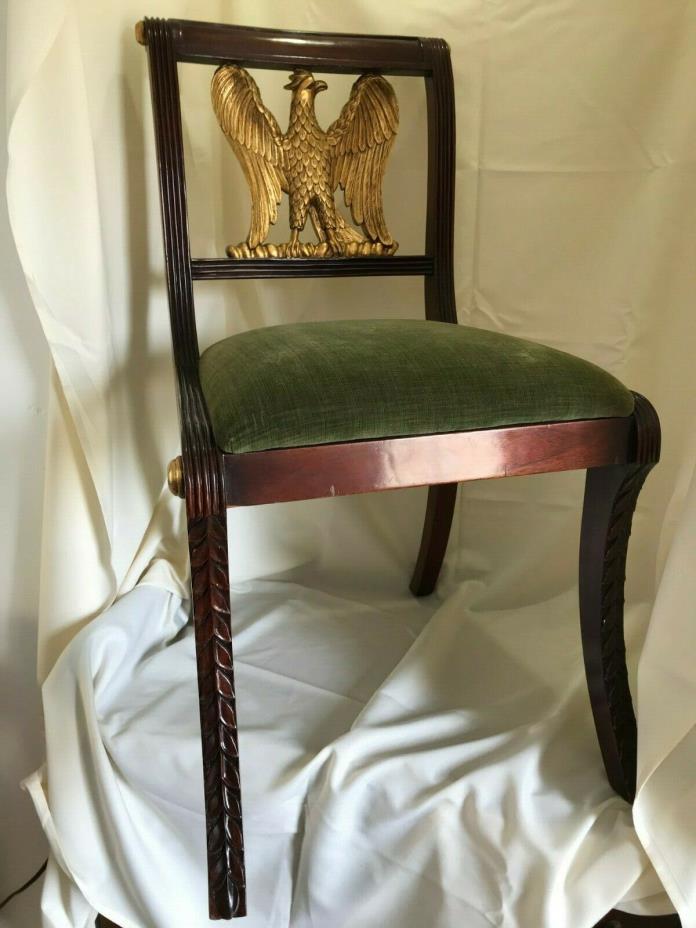 Set of 6 American Federal Style 20th Cent. Chairs w/ Guilt Carved Eagle Back & U