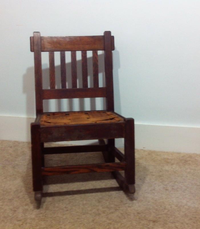 Antique Arts & Crafts Mission Vintage Sewing Rocker Rocking Chair