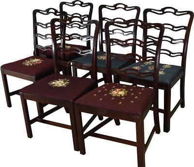 17367 Set of 6 Mahogany Chippendale Ribbon Back Chairs