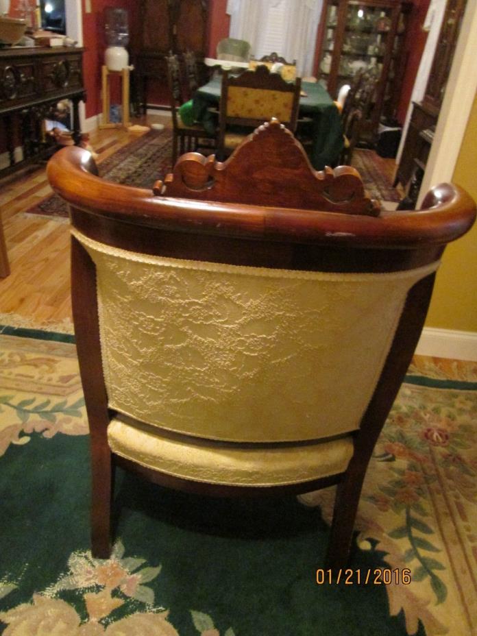 R.J. HORNER MAHOGANY CARVED ARM CHAIR